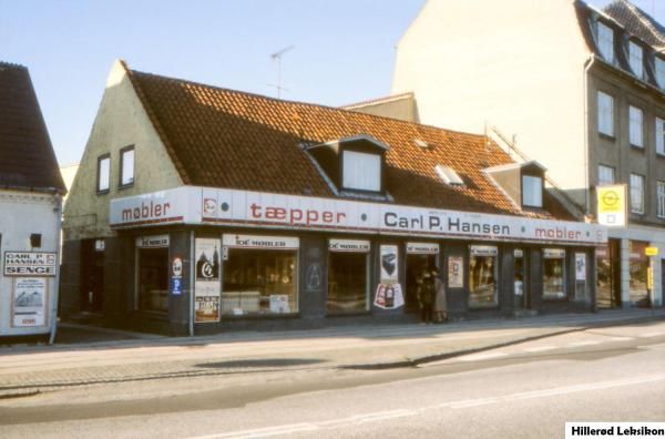Carl P. Hansen  møbelforretning 1981 (Foto: Orla Larsen 1981. Lokalhistorisk Arkiv Hillerød Bibliotek) 