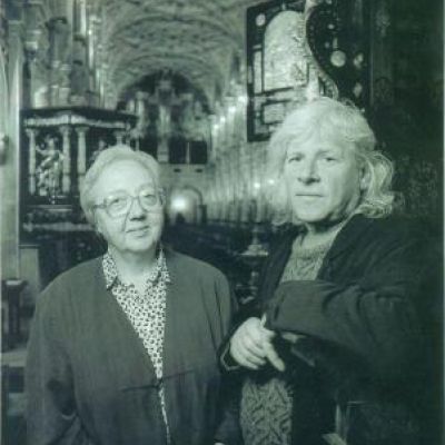 Kurt Trampedach og borgmester Valborg Sandberg på Frederiksborg Slot i 1995. (Fotograf: Jan F. Stephan Lokalhistorisk Arkiv, Hillerød Bibliotek).